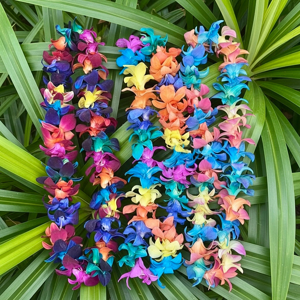 PREBOOK - CANDY Multi-Color S-LEI ( SINGLE LEI ) Dendrobium Orchid Fresh Cut Flowers
