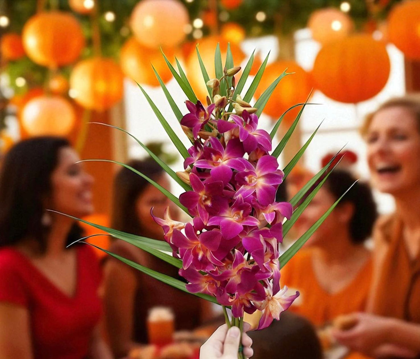 PREBOOK - 10 Stems ORANGE Fresh Cut Dendrobium Orchid Bouquet
