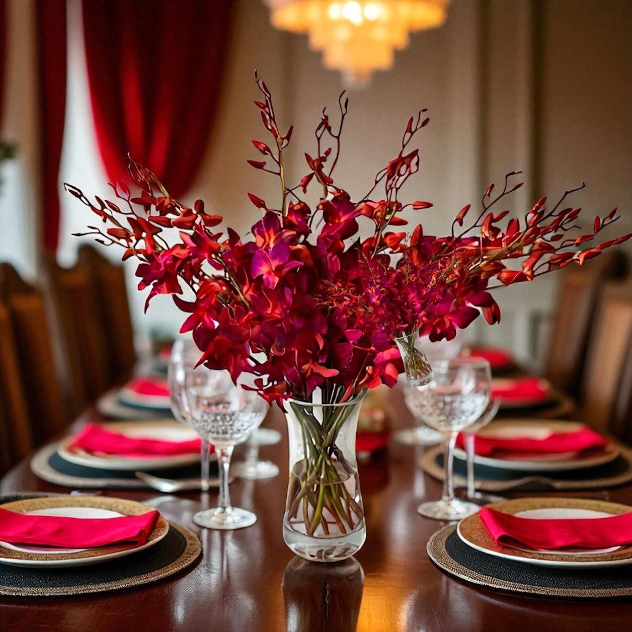 PREBOOK - 10 Stems RED Fresh Cut Dendrobium Orchid Bouquet