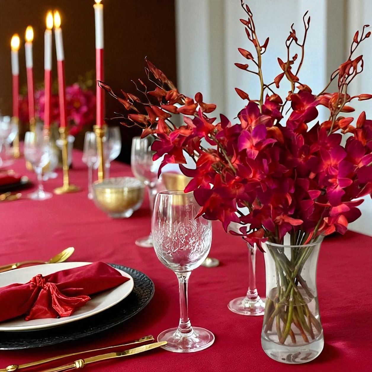 PREBOOK - 10 Stems RED Fresh Cut Dendrobium Orchid Bouquet